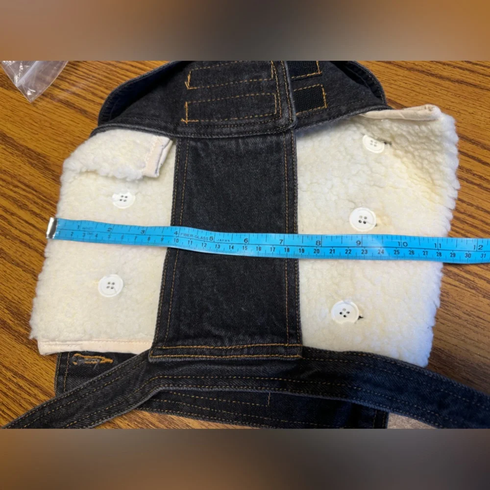 NWOT Doggie Duds Classic Removable Sherpa Lined Denim Vest SZ M